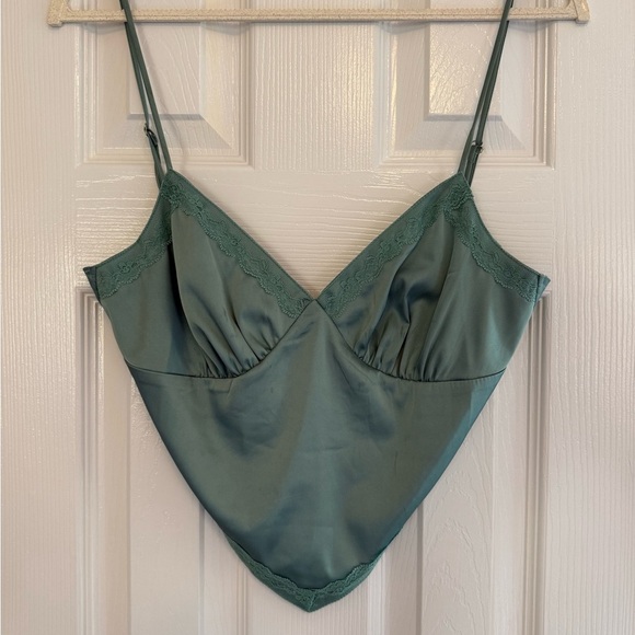 Mable Tops - Mable Green Lace Trim Camisole
